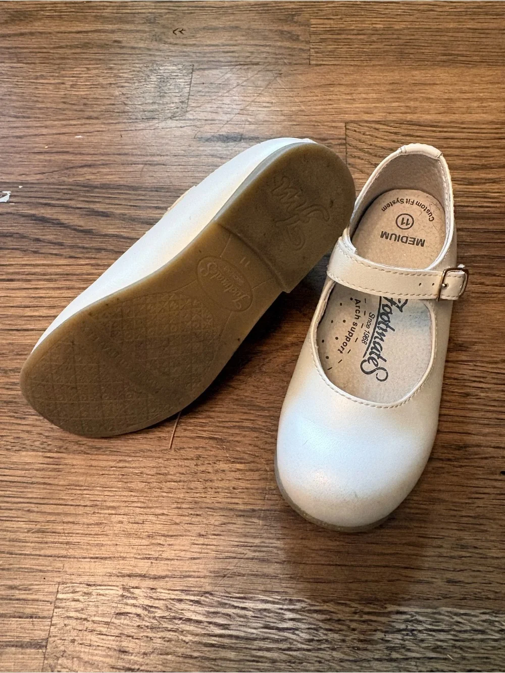 FootMates Cream Mary Jane Dress Shoes for Kids